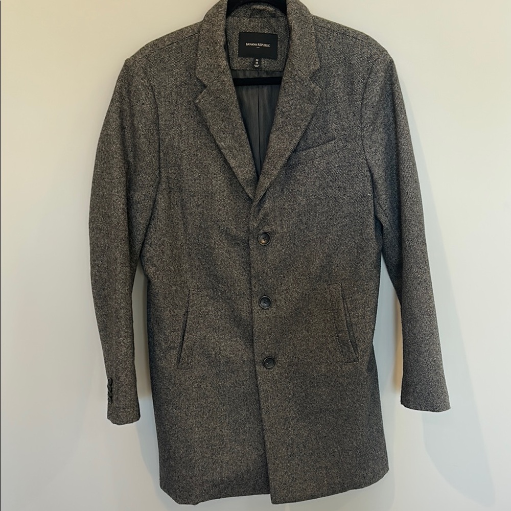 Men’s Gray Wool Blend Coat - Banana Republic